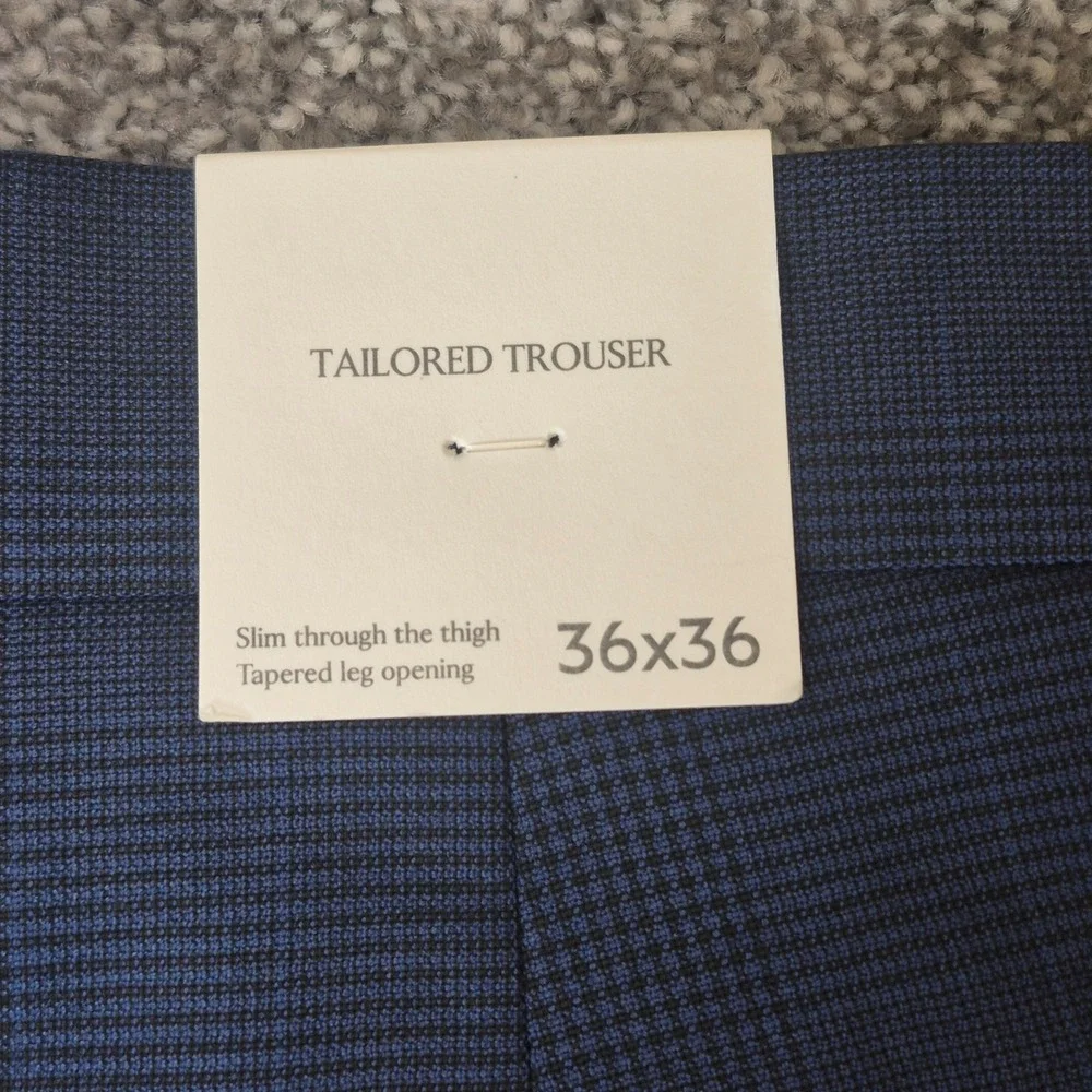 NWT Banana Republic Suit Mens 46L Blue Glen Plaid Prince of Wales Wool Blend